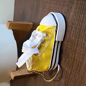 Yellow Canvas Sneaker Keychain Cute Mini Shoe Keyring Bag Charm Accessory